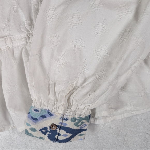 Anthropologie White Peasant Blouse with Multicolor Embroidery - Picture 7 of 8